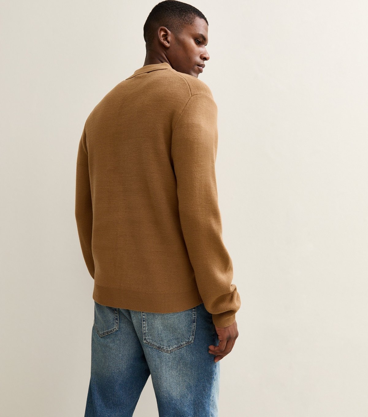 New Look Men's Brown Regular Fit Long Sleeve Knitted Shacket New Look - 4