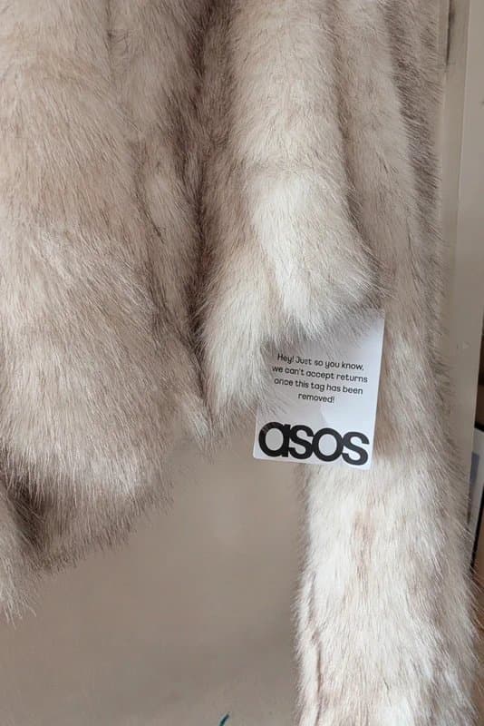 ASOS Faux Fur cropped Jacket ASOS Luxe Beige UK 14