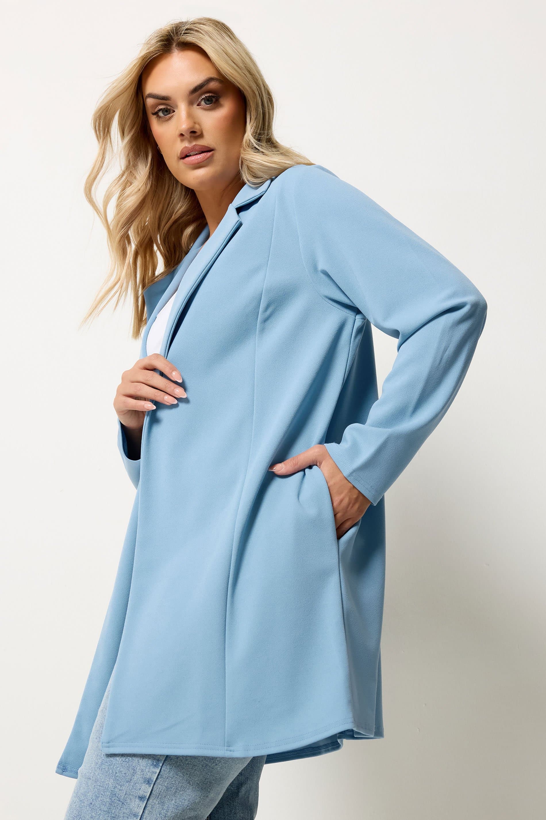 Yours Plus Size Blue Scuba Blazer