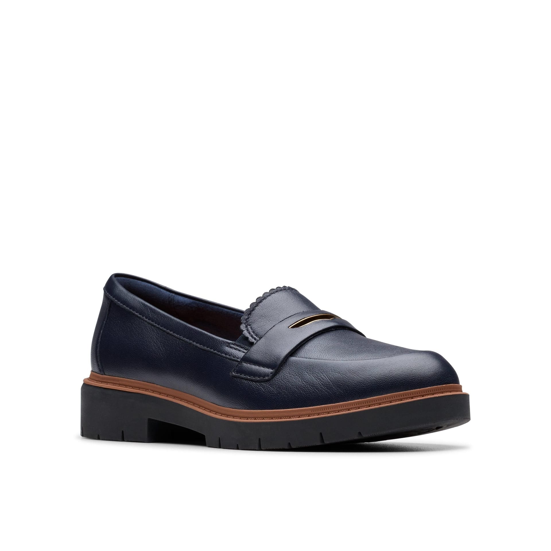 Clarks Clarks Women's Westlynn Glow Navy Leather Slip Ons, Loafers in Blue - 4