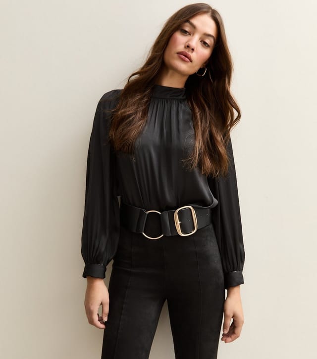 New Look Wide Black Faux Leather Buckle Belt New Look - 2