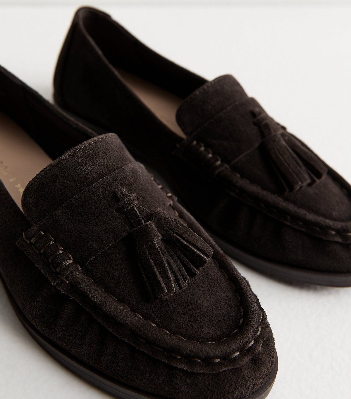 New Look Women's Premium Real Leather Brown Suede Tassel Loafers New Look - 4