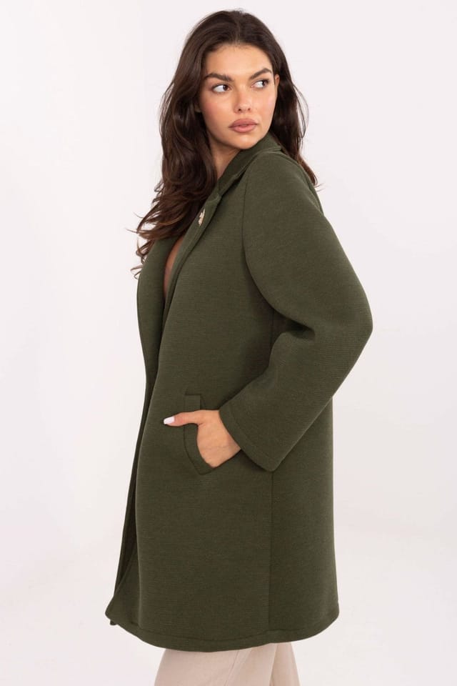 Love Lace Love Lace Women's Elegant Foam Blend Coat with Lapel Brooch Style 218410 in Green - 2