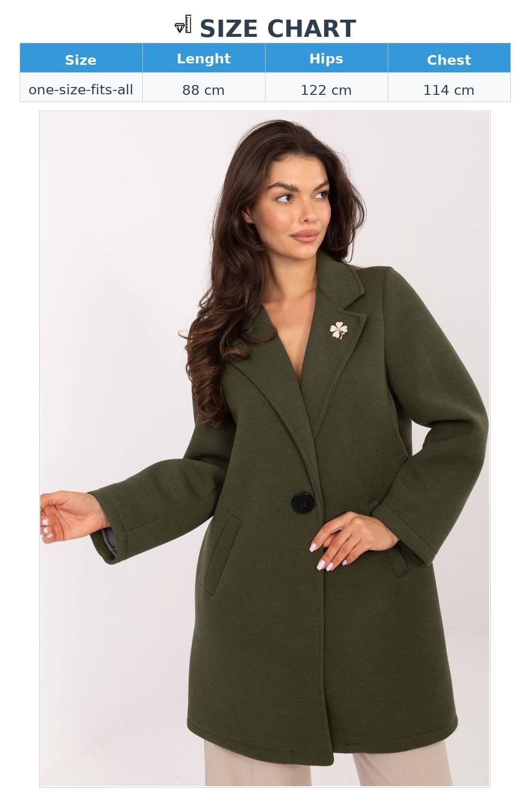 Love Lace Love Lace Women's Elegant Foam Blend Coat with Lapel Brooch Style 218410 in Green - 4