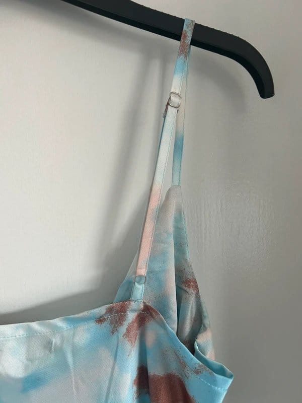 Nasty Gal Turquoise Tie-Dye Cowl Neck Mini Dress
