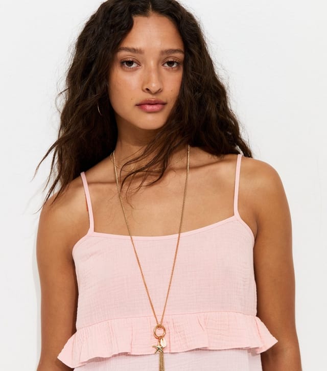 New Look Women's Pale Pink Crinkle Texture Ruffle Trim Mini Dress New Look - 3