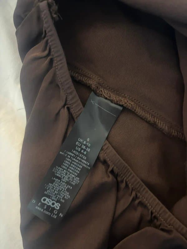 ASOS Brown satin tie neck asos top size S