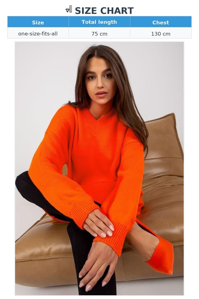 Love Lace Love Lace Women's Heart Neck Extended Sleeve Sweater in Orange - 3