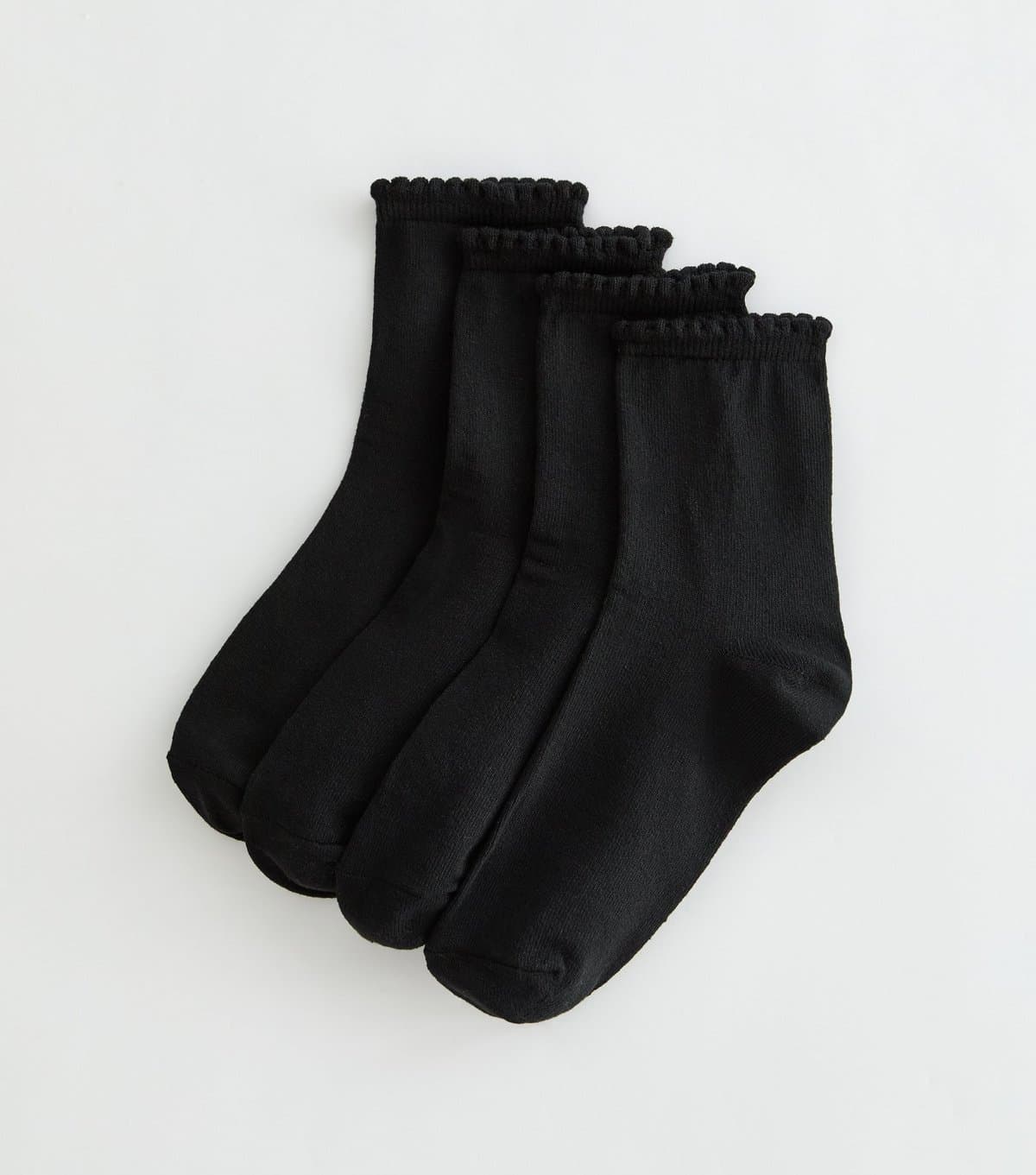 New Look New Look Black Scallop Top Ankle Socks Pack of 4