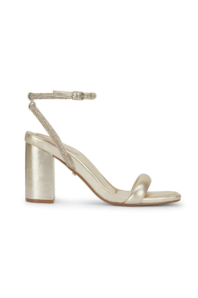 MALOW LONDON MALOW LONDON Women's Sabrina Block Heel Sandals Buckle Polyurethane Open Toe Block Shoes in Gold - 2