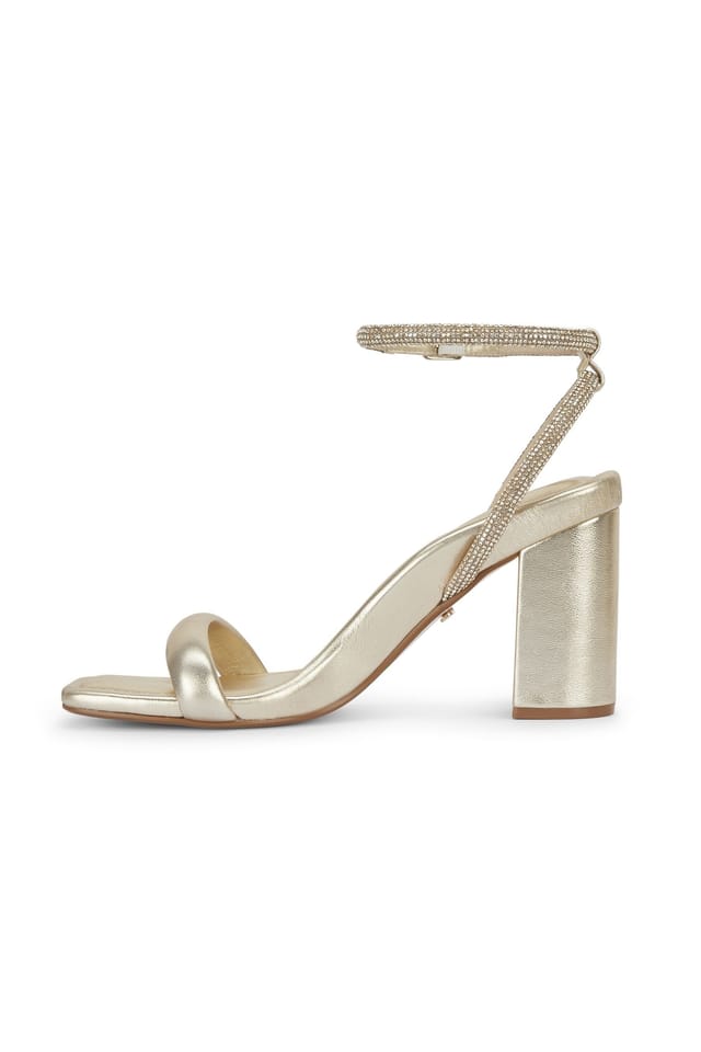 MALOW LONDON MALOW LONDON Women's Sabrina Block Heel Sandals Buckle Polyurethane Open Toe Block Shoes in Gold - 3