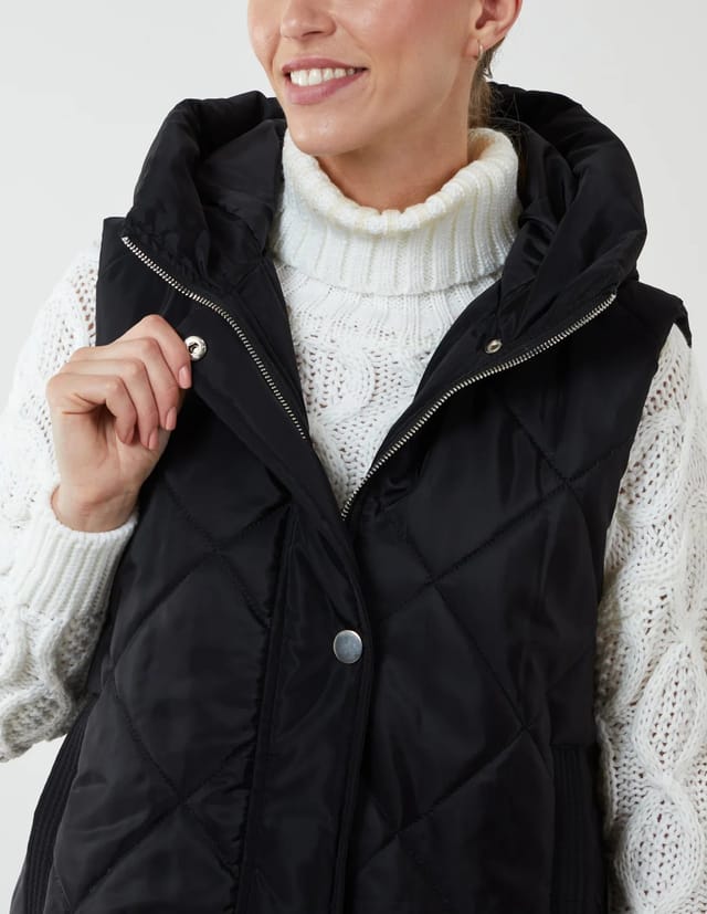 Blue Vanilla Diamond Quilted Longline Vest Gilet - 2