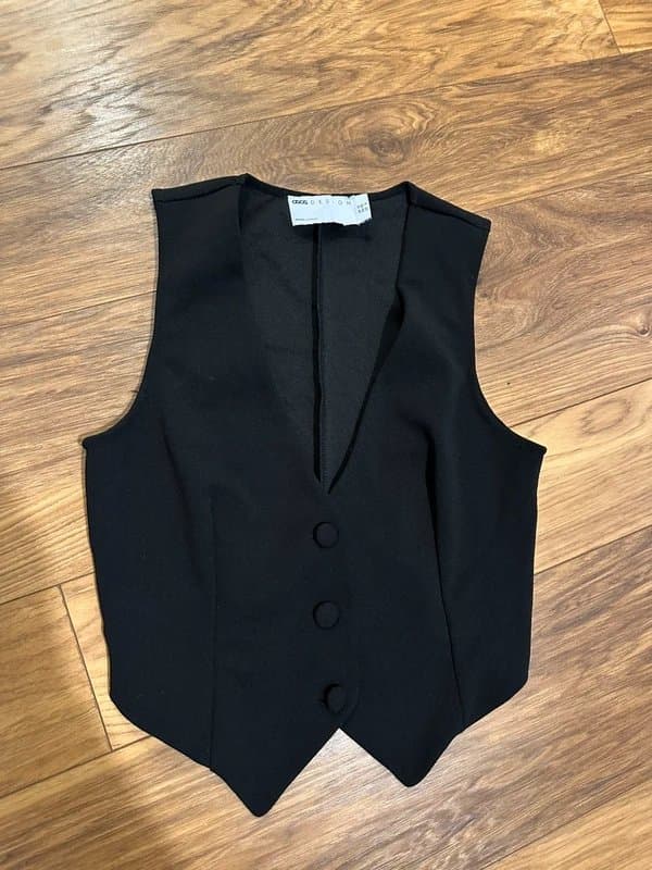 ASOS Design ASOS Design Black Waistcoat Vest | 90s Minimalist | Tailored Layer | Size 10