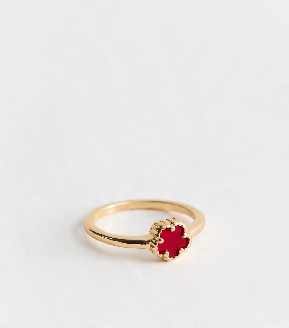 New Look Red Gold Tone Flower Ring New Look
