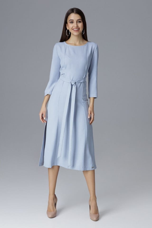 Love Lace Love Lace Women's Cocktail Dress With Tied Waist & Side Slits in Blue - 2