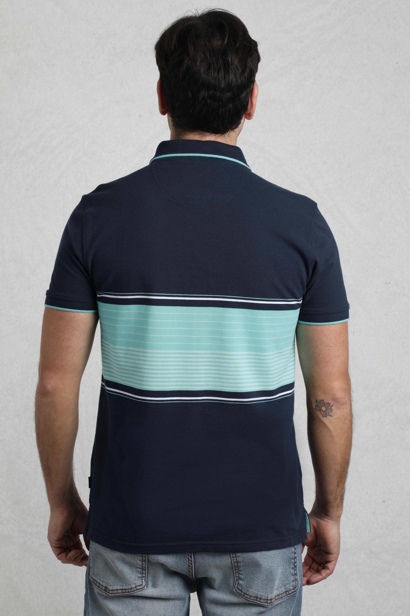 Weird Fish Weird Fish Men's Sunbury Cotton Striped Pique Polo Shirt in Aqua - 3