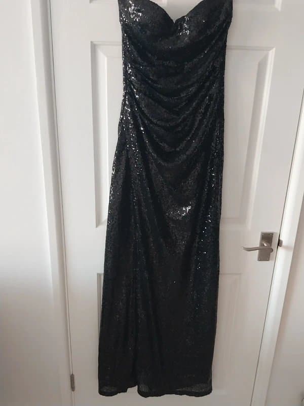 Quiz Quiz Size 10 Black Sequin Evening Dress