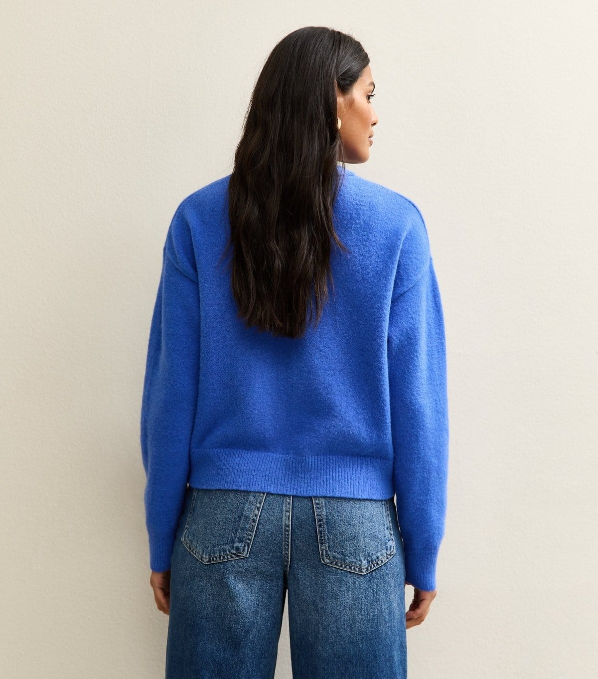 New Look Women's Bright Blue Crew Neck Knit Cardigan New Look - 4