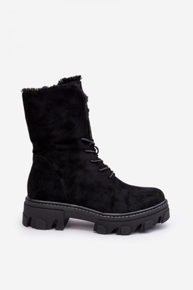 Love Lace Love Lace Women's Insulated Comfort Lined Slip On Lace Ankle Boots Platform Fur in Black - 3