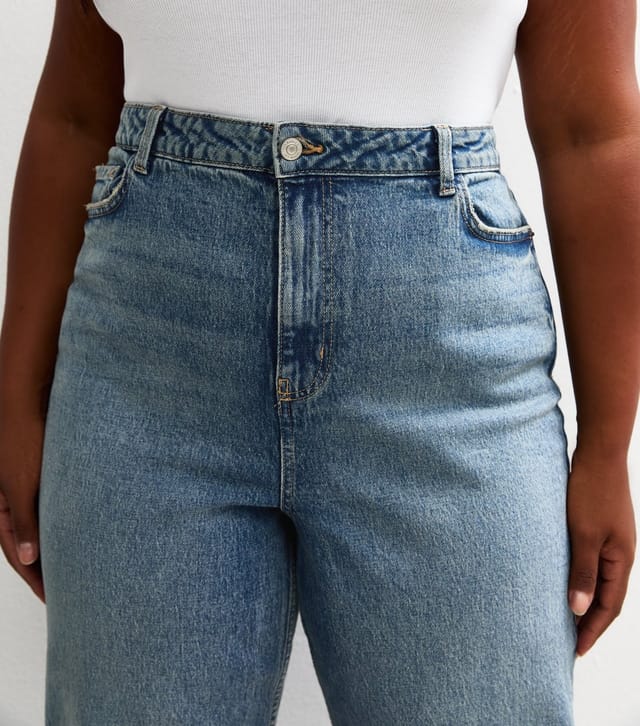 New Look Women's Plus Size Blue High Waist Mom Jeans Curves New Look - 3