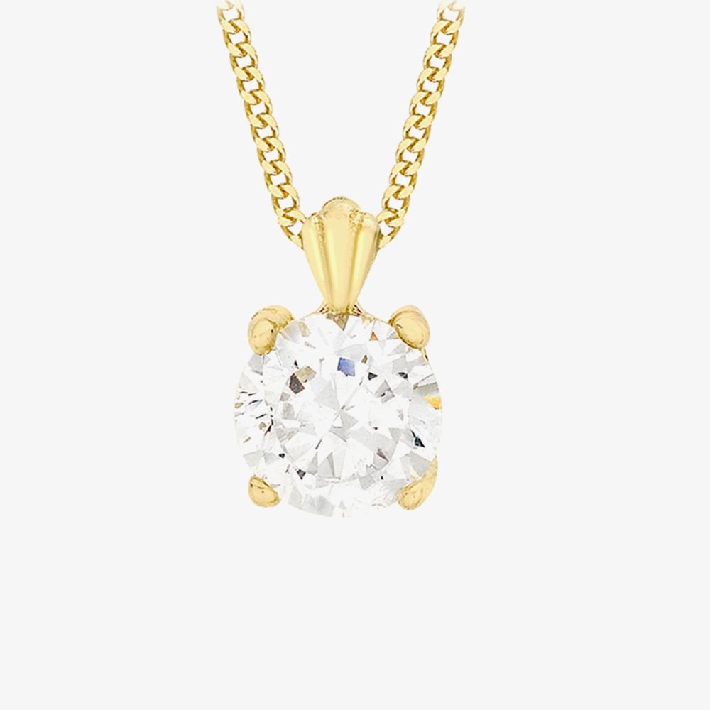 T.H.Baker T.H.Baker Women's 9ct Gold 5mm Round Cubic Zirconia Pendant 1.62.2712 - 1