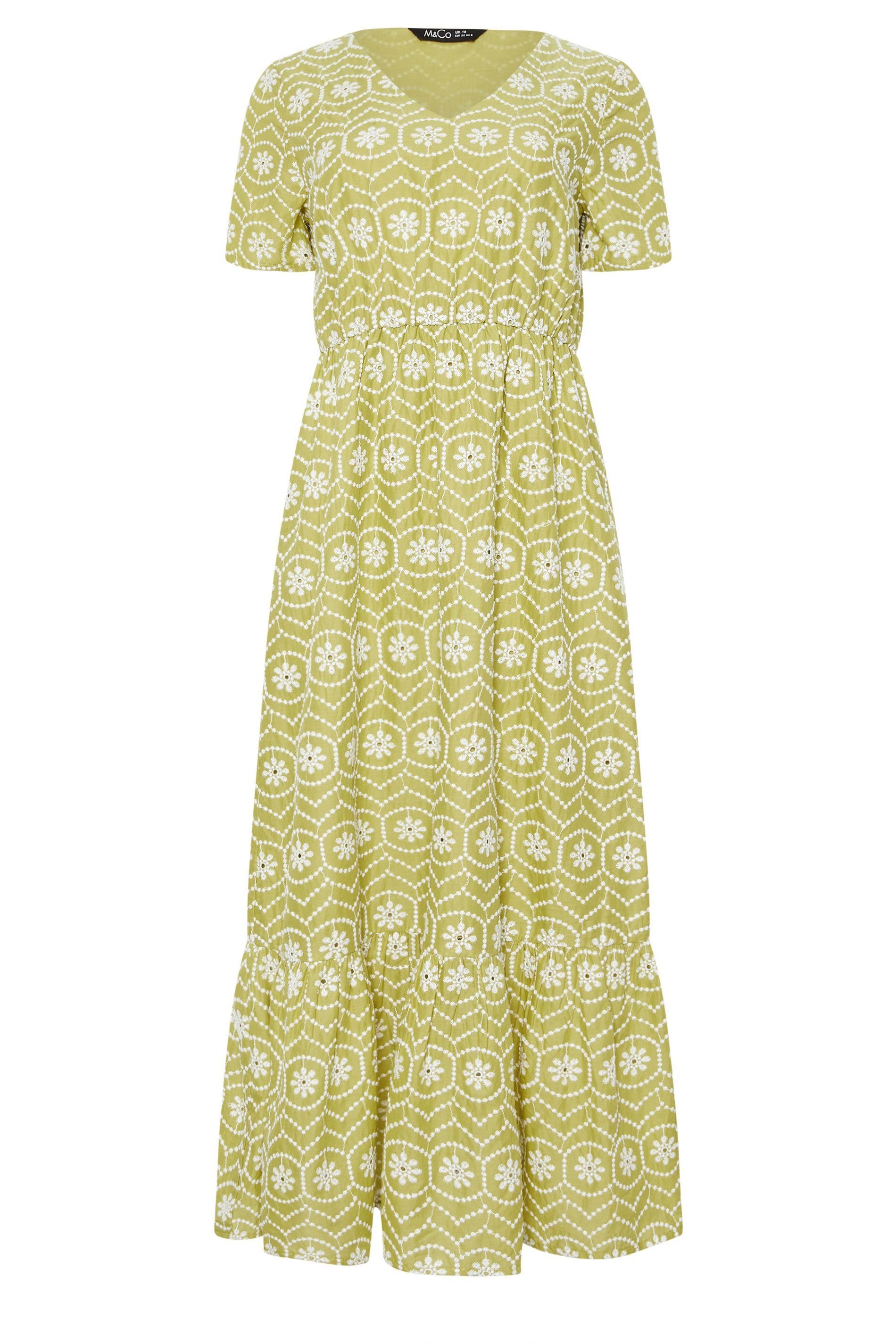 M&Co M&Co Women's Floral Broderie Maxi Dress in Light Green - 2