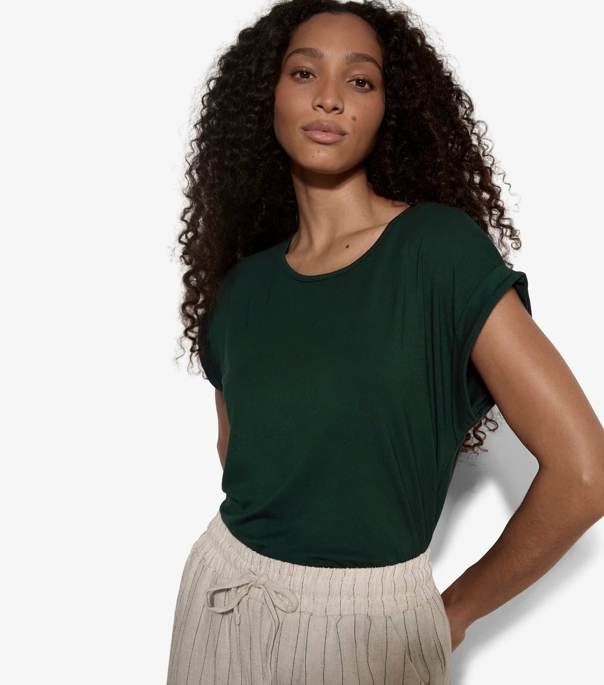 Apricot Women's Dark Green Asymmetric Hem Wrap T-Shirt Apricot New Look