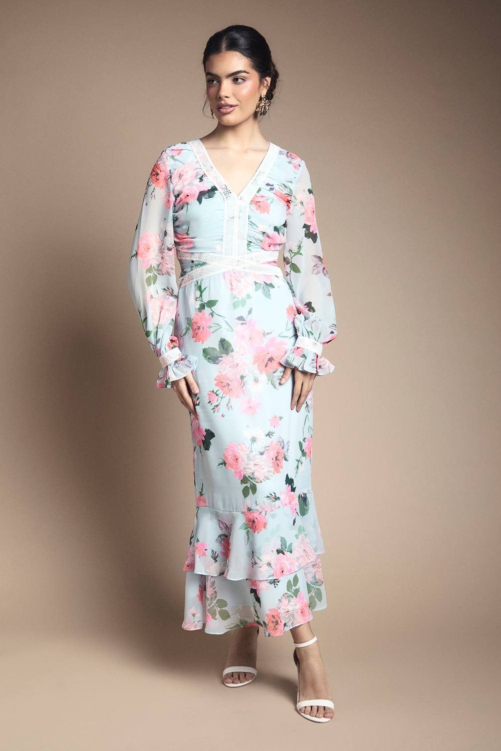 Oasis Oasis Women's Tiered Bias Midi Dress in Pale Blue - 2