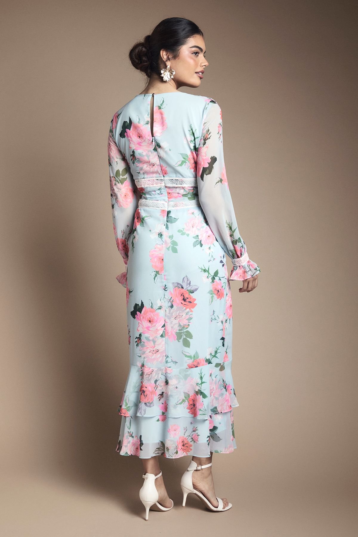 Oasis Oasis Women's Tiered Bias Midi Dress in Pale Blue - 3