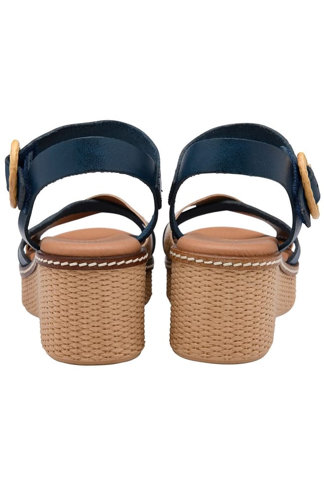 Lotus Lotus Women's 'Amalia' Leather Wedge Sandals in Blue - 3