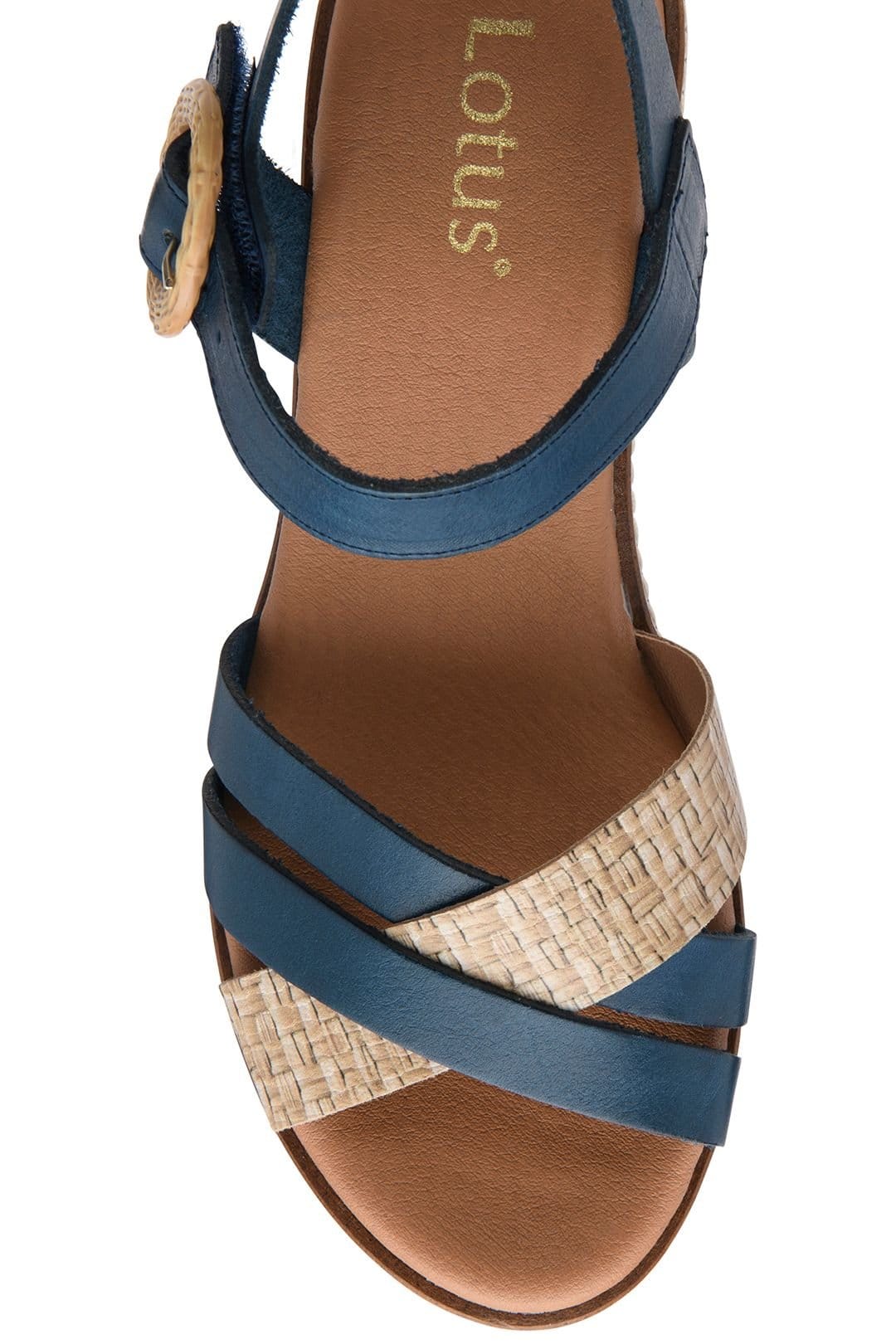 Lotus Lotus Women's 'Amalia' Leather Wedge Sandals in Blue - 4
