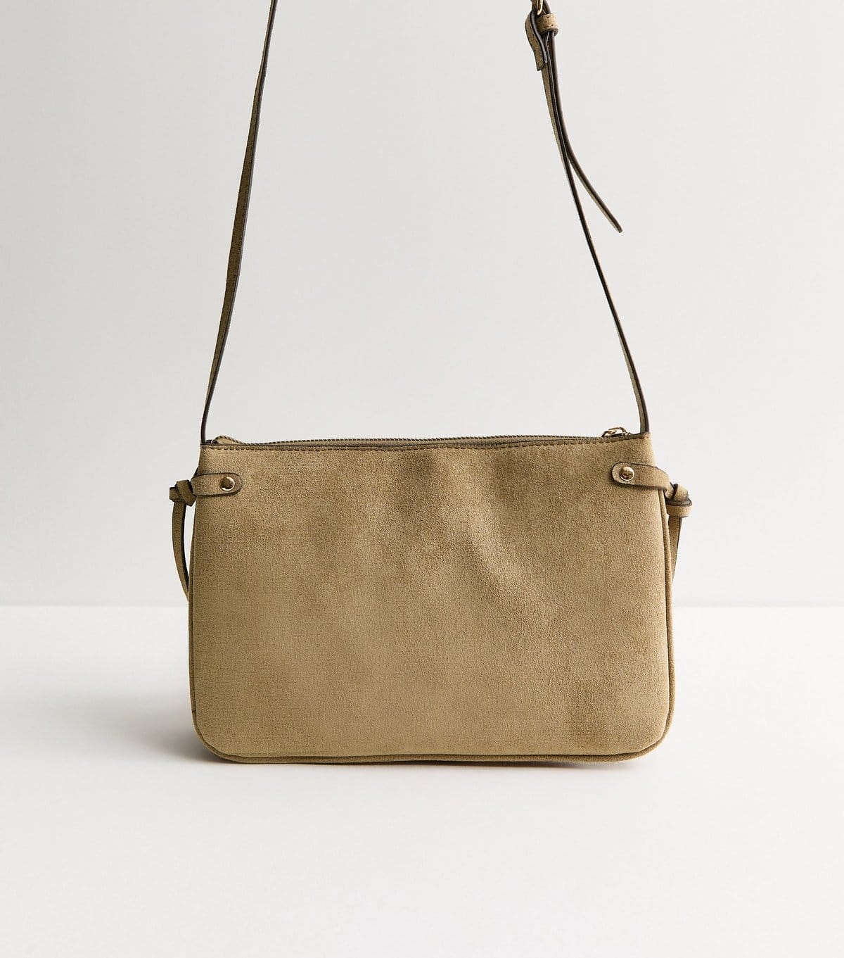 New Look Mink Faux Suede Triple Compartment Crossbody Bag Vegan New Look - 4