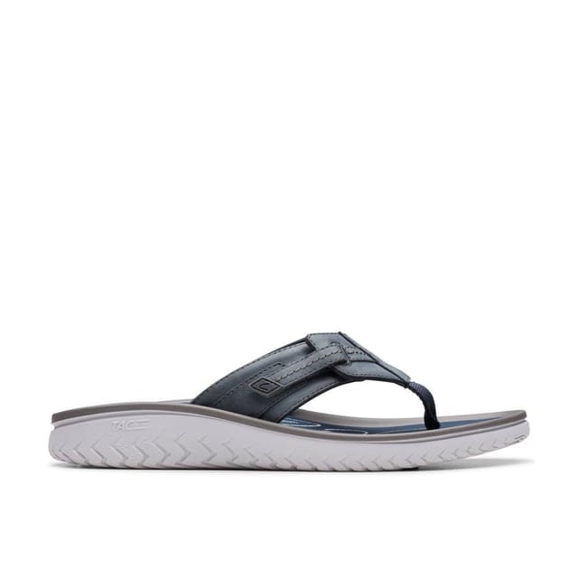 Clarks Clarks Men's Wesley Sun Navy Leather Flat Sandals, Flip Flops in Blue - 2