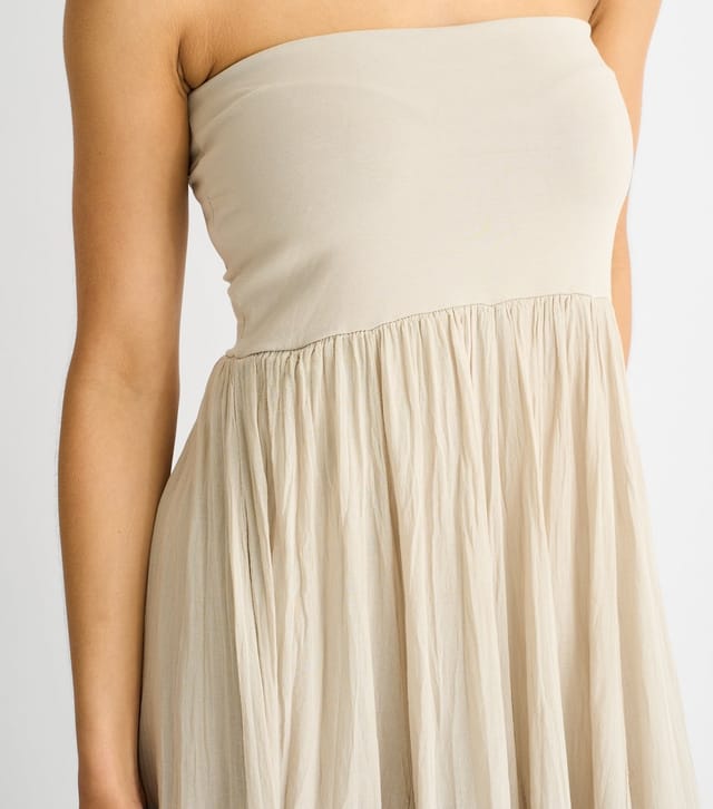 Gini London Women's Beige Maxi Skater Skirt Multiway Dress Gini London New Look - 2