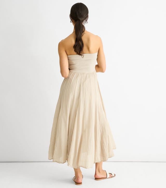 Gini London Women's Beige Maxi Skater Skirt Multiway Dress Gini London New Look - 3