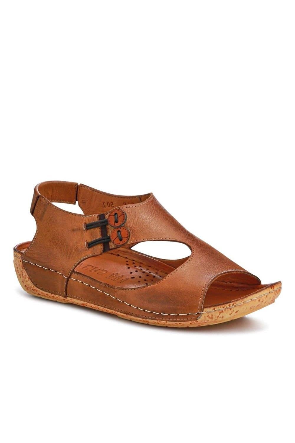 Pavers Pavers Women's Leather Slip-On Sandals in Tan