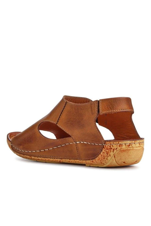 Pavers Pavers Women's Leather Slip-On Sandals in Tan - 2