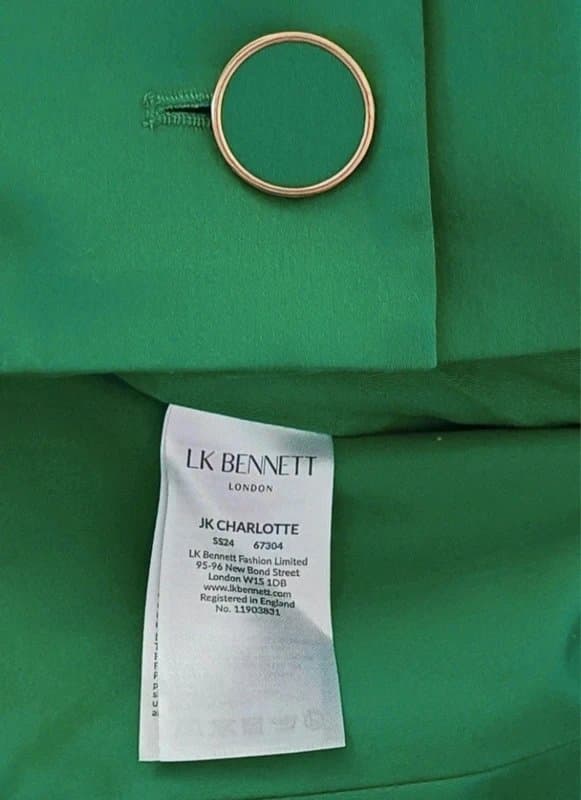 LK Bennett LK Bennett Charlotte Green Organic Cotton Sateen Jacket - size 18