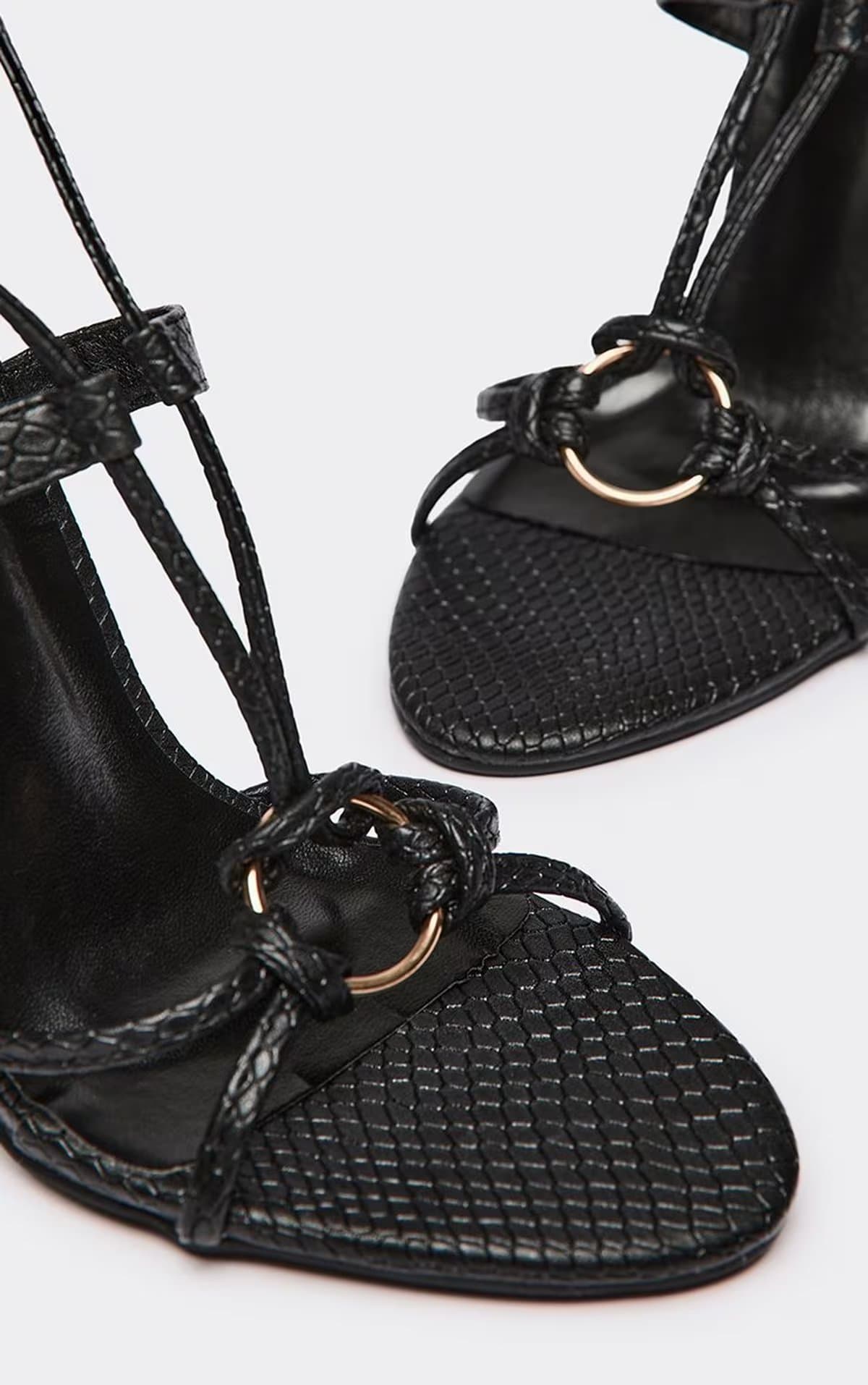 EGO EGO Black Faux Leather Strappy Stiletto Heels