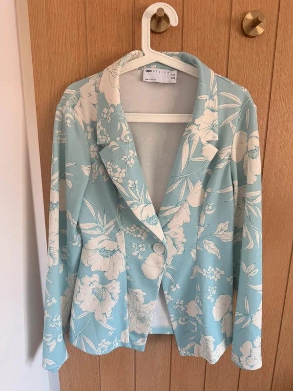 ASOS Design Turquoise Floral Print Blazer Size 14