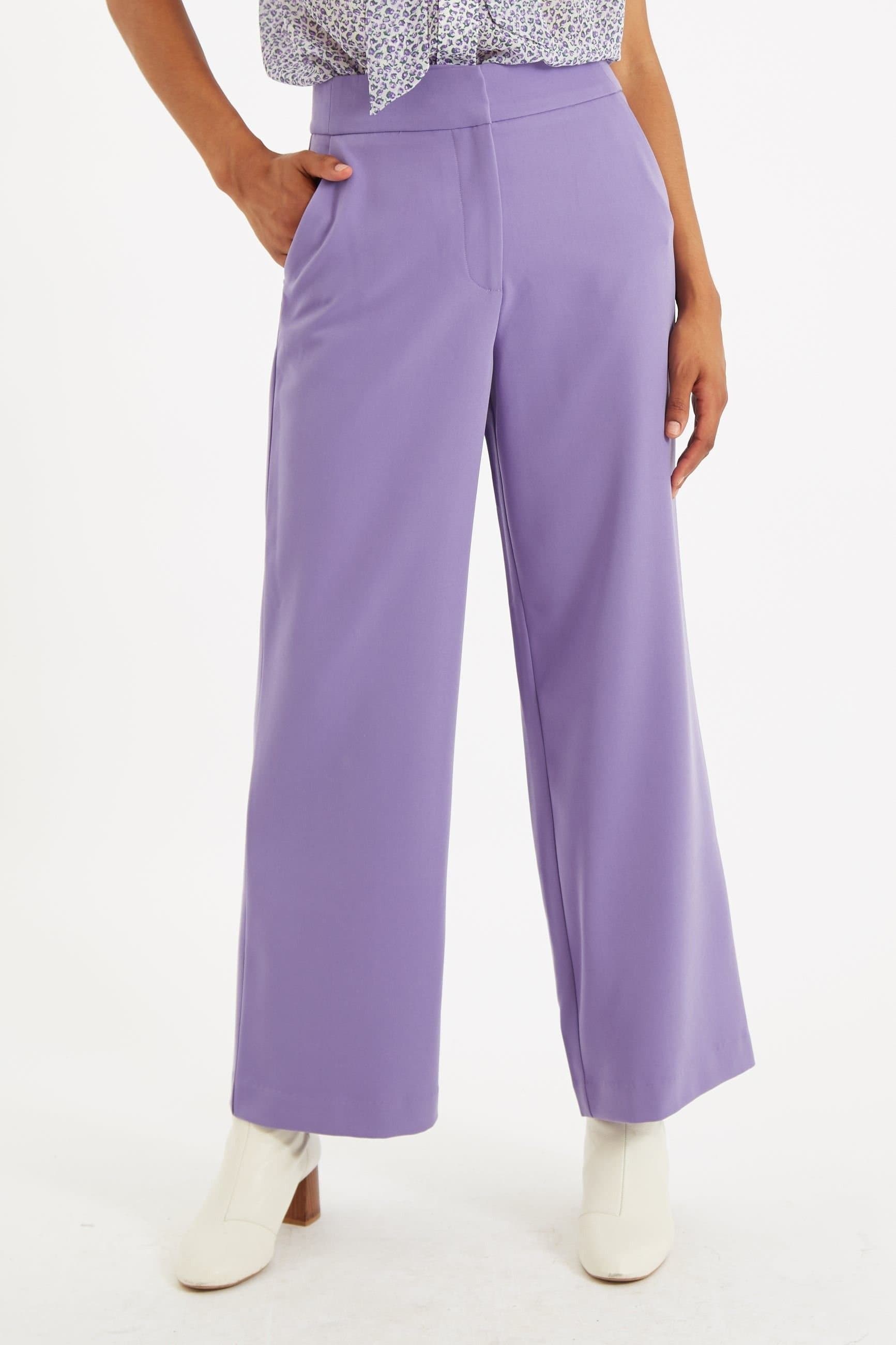 Louche Louche Purple Polyester/Elastane Wide Leg Trouser