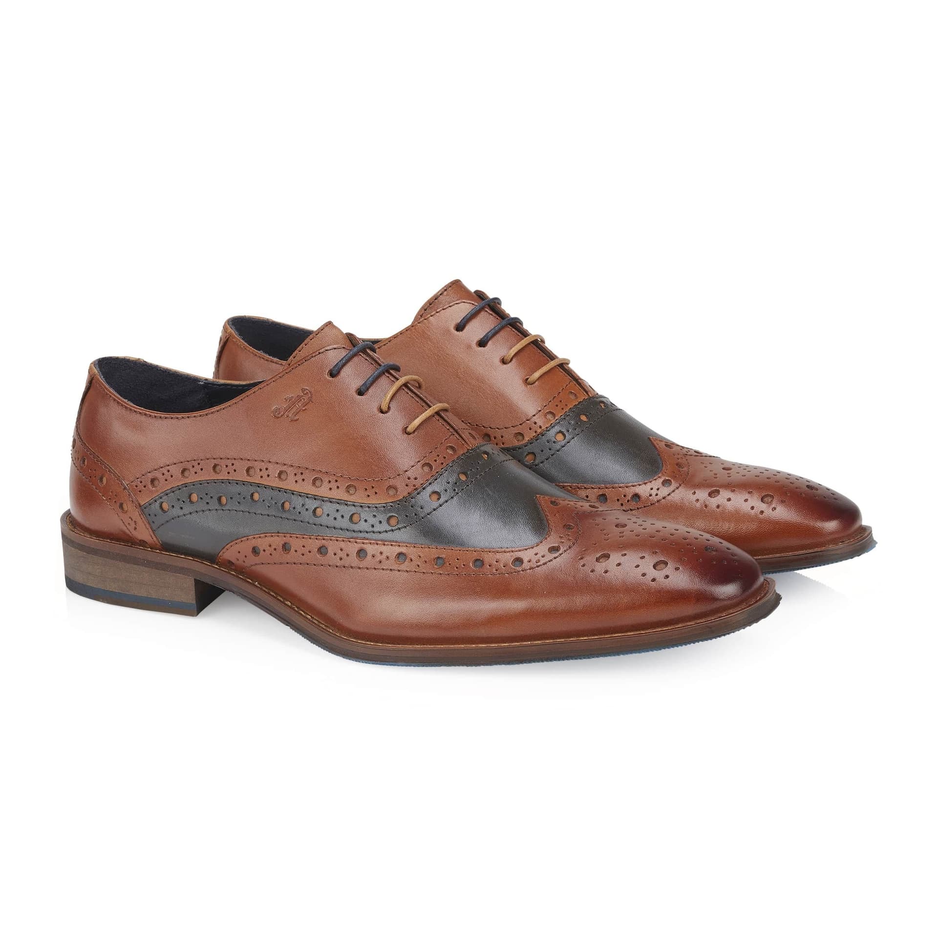 Amen Shoes Amen Shoes Men's Roscommon Leather Two Tone Brogue Shoe in Tan