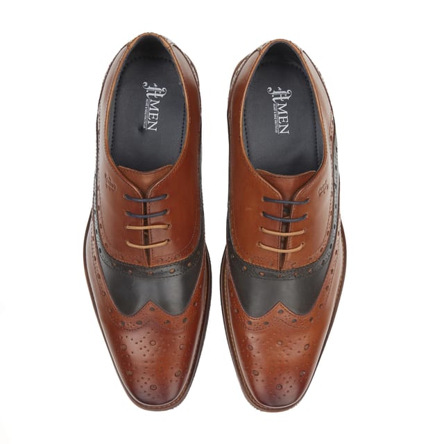 Amen Shoes Amen Shoes Men's Roscommon Leather Two Tone Brogue Shoe in Tan - 3