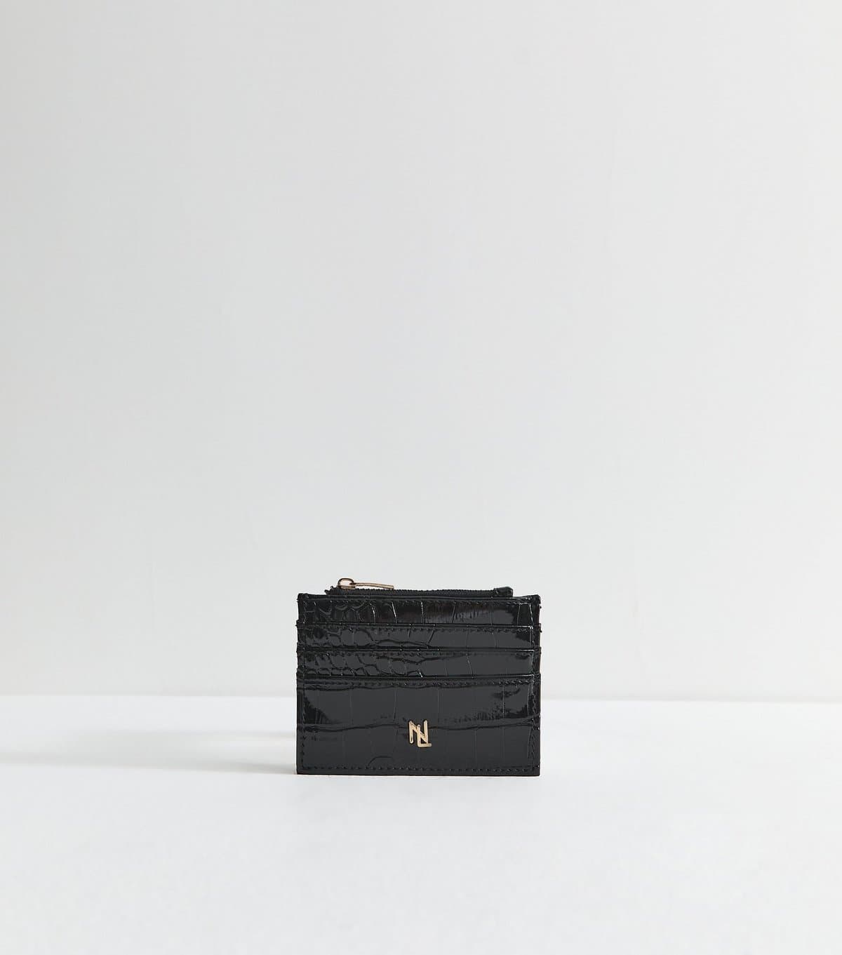 New Look Black Crocodile Embossed Faux Leather Cardholder New Look