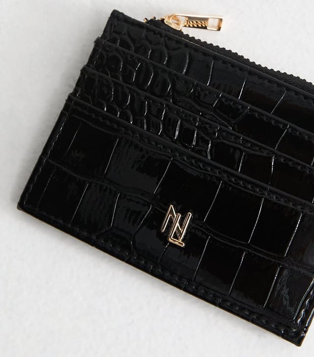 New Look Black Crocodile Embossed Faux Leather Cardholder New Look - 2