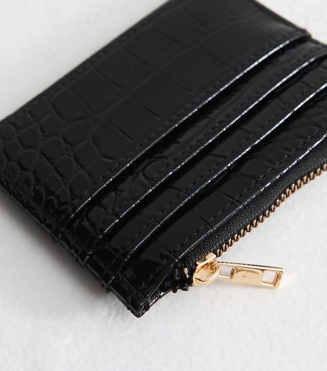 New Look Black Crocodile Embossed Faux Leather Cardholder New Look - 3