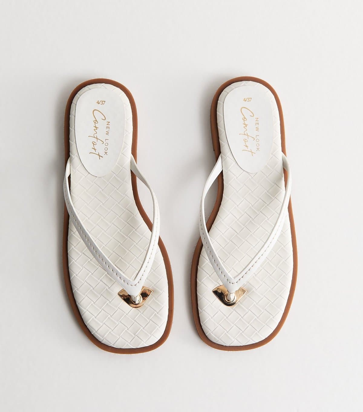 New Look Women's White Crocodile Effect Faux Leather Sandals Vegan New Look