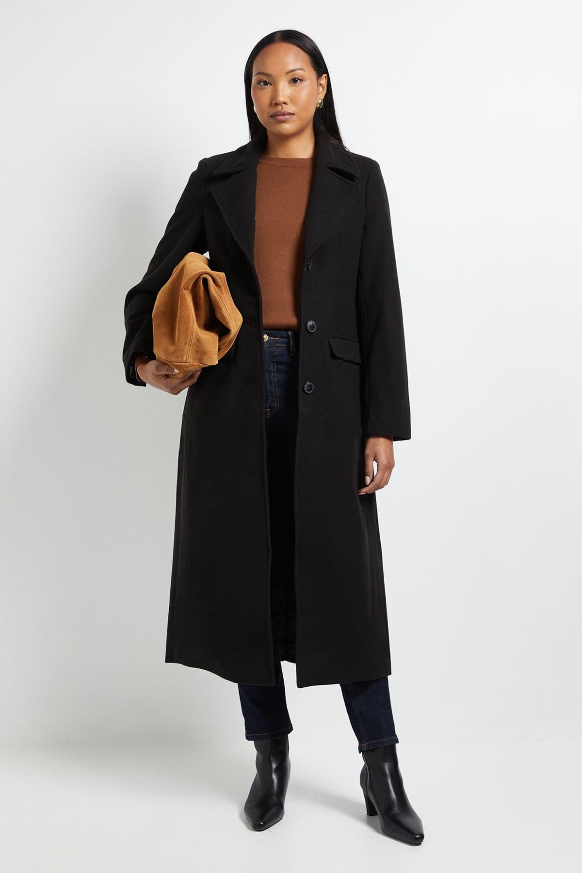 Wallis Wallis Women's Principles by Twill Button Coat in Black