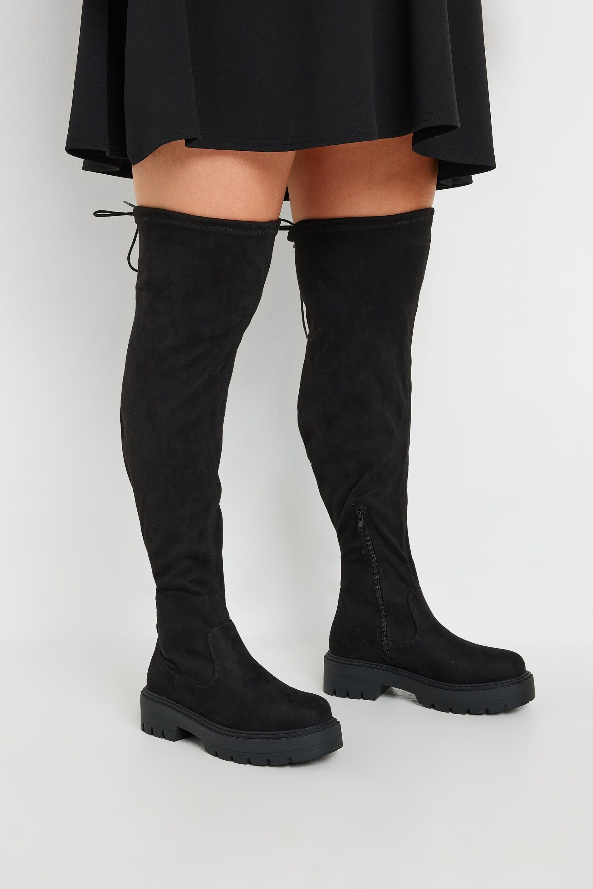 Yours Yours Women's Extra Wide Fit Knee High Boots in Black