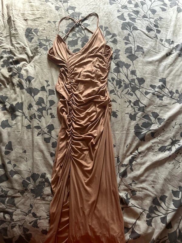 ASOS Asos luxe ruched camel dress 10